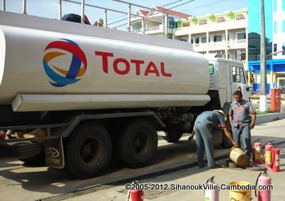 Total Gas and fast food in Sihanoukville, Cambodia.