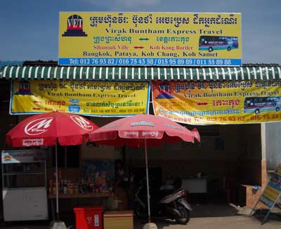 Bus Schedule to Phnom Penh, Kampot, and Koh Kong from Sihanoukville, Cambodia.