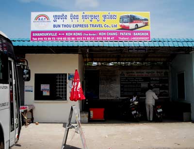 Bus Schedule to Phnom Penh, Kampot, and Koh Kong from Sihanoukville, Cambodia.