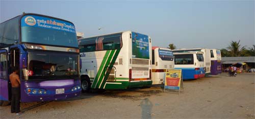 Bus Schedule to Phnom Penh, Kampot, and Koh Kong from Sihanoukville, Cambodia.