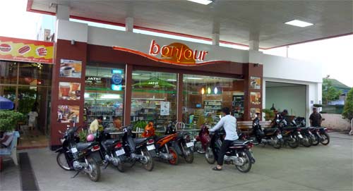 Total Gas and fast food in Sihanoukville, Cambodia.