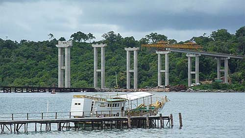 bridge to snake island.  sihanoukville, cambodia