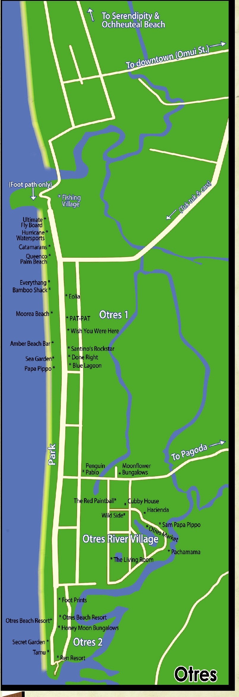 otres beach map.  sihanoukville, cambodia