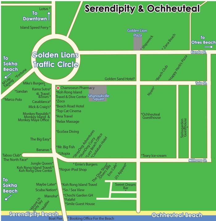 serendipity beach map.  sihanoukville, cambodia