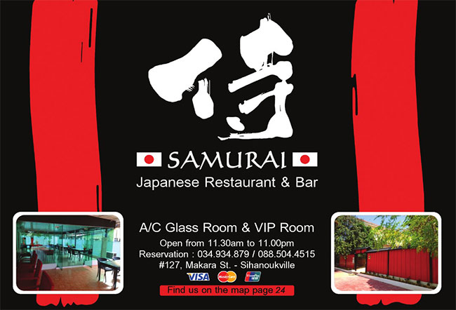 Samurai Japanese Restaurant in Sihanoukville, Cambodia.