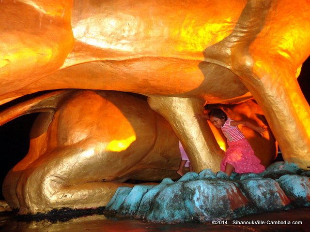 Golden Lions Circle in Sihanoukville, Cambodia.