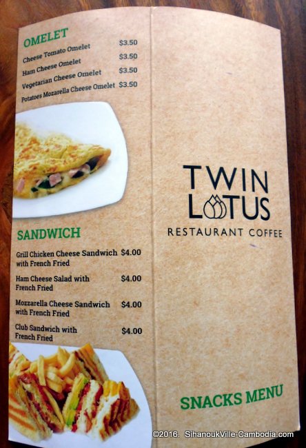 Twin Lotus Coffee Shop and Restaurant in SihanoukVille, Cambodia.