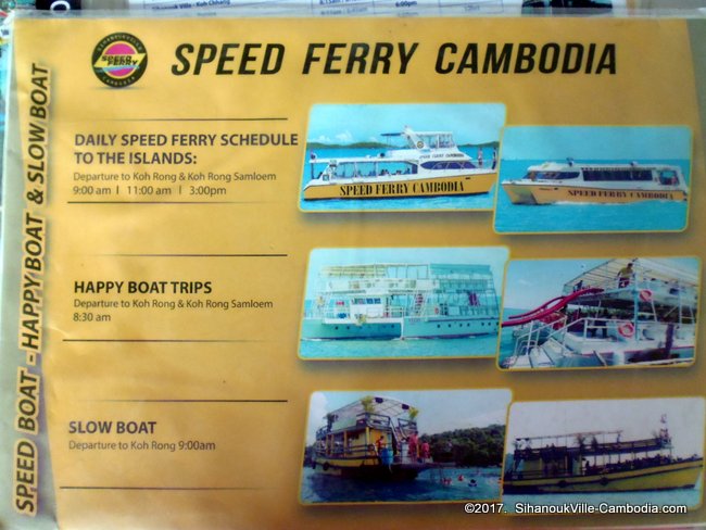 Ferry Schedule between SihanoukVille and the Islands.