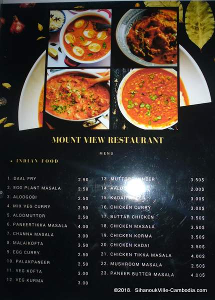 Mount View Nepalese Restaurant in SihanoukVille, Cambodia.