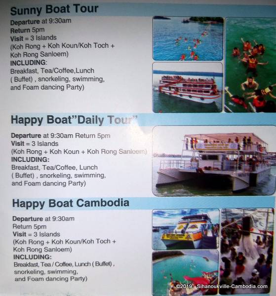 Ferry Schedule between SihanoukVille and the Islands.